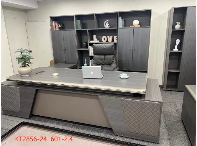 Table de patron de PDG en forme de L de luxe haut de gamme en bois