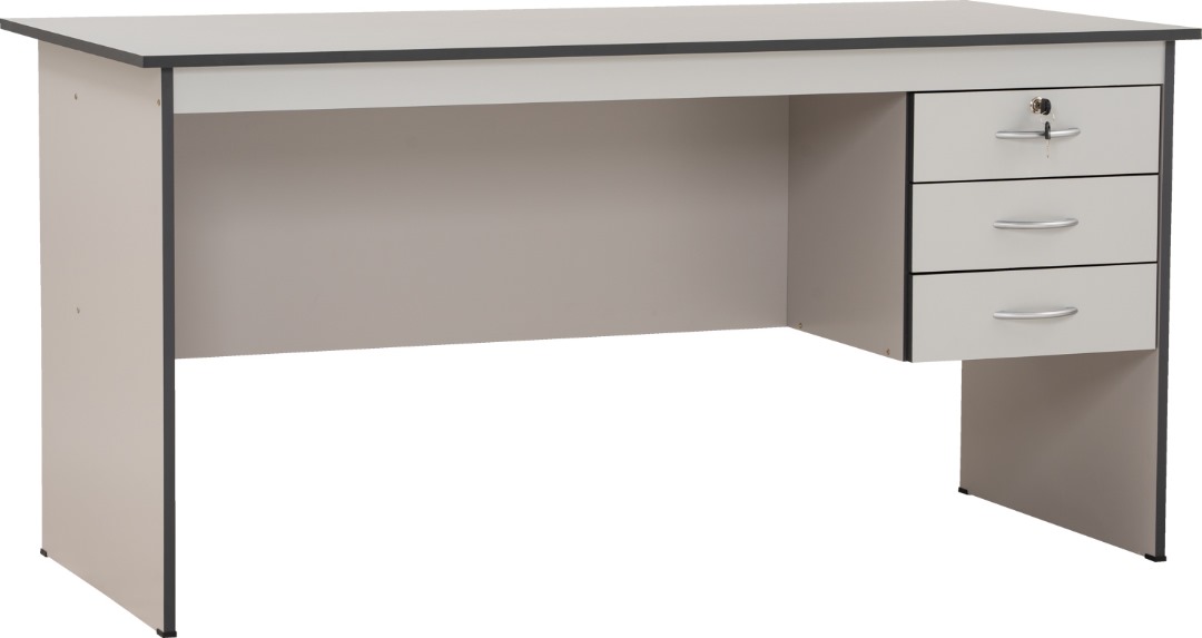 Bureau de direction contemporain à 3 tiroirs en bois blanc