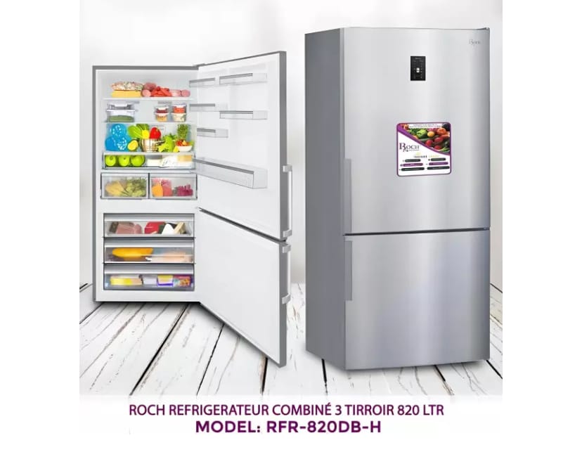 REFRIGERATEUR ROCH COMBINE 3TIROIRS 820LITRES GRIS RFR-820DB-H