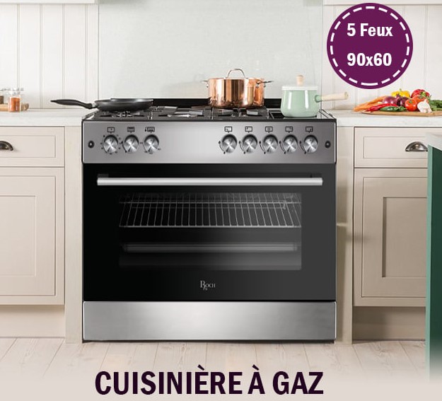 CUISINIERE ROCH 5FEUX 90X60 INOX F9L50 G2- IL / RGC-90EG