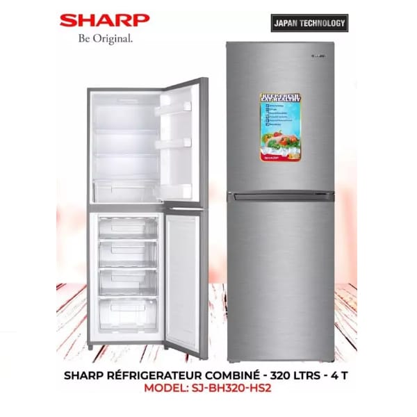 REFRIGERATEUR SHARP COMBINE 4TIROIRS 320LITRES GRIS SJ-BH320-HS2