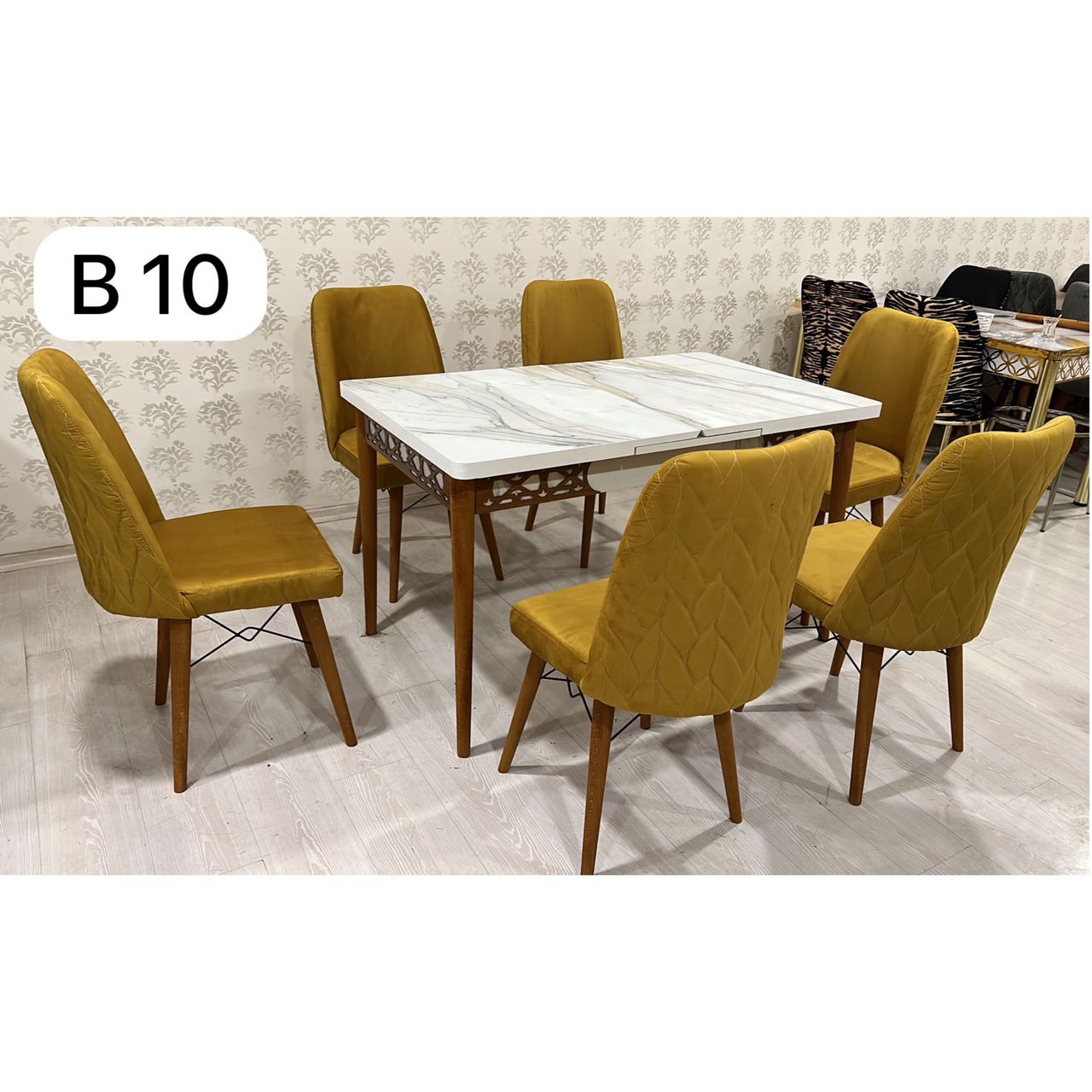 TABLE A MANGER 6PLACES EXTENSIBLE 80X130/80X170 BOIS BLANC -DORE B10