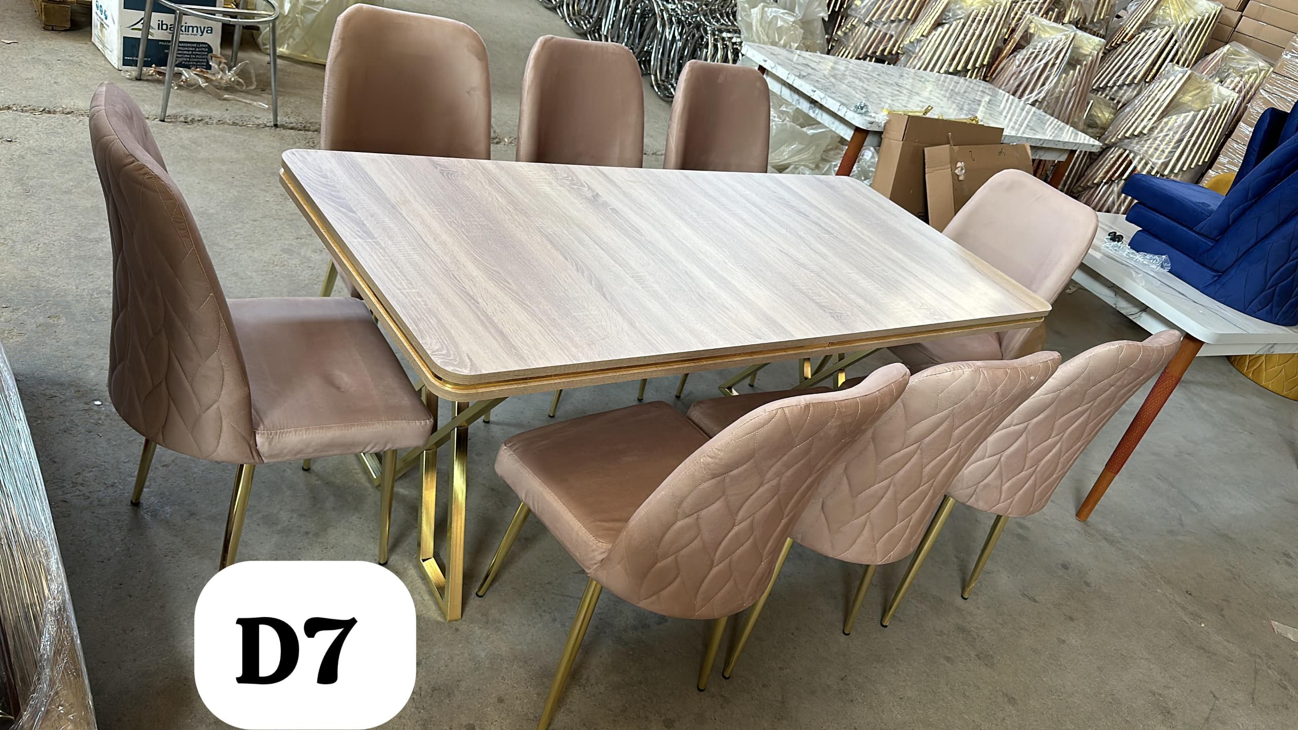 TABLEA A MANGER 8 PLACES 180X80 METAL BEIGE D7