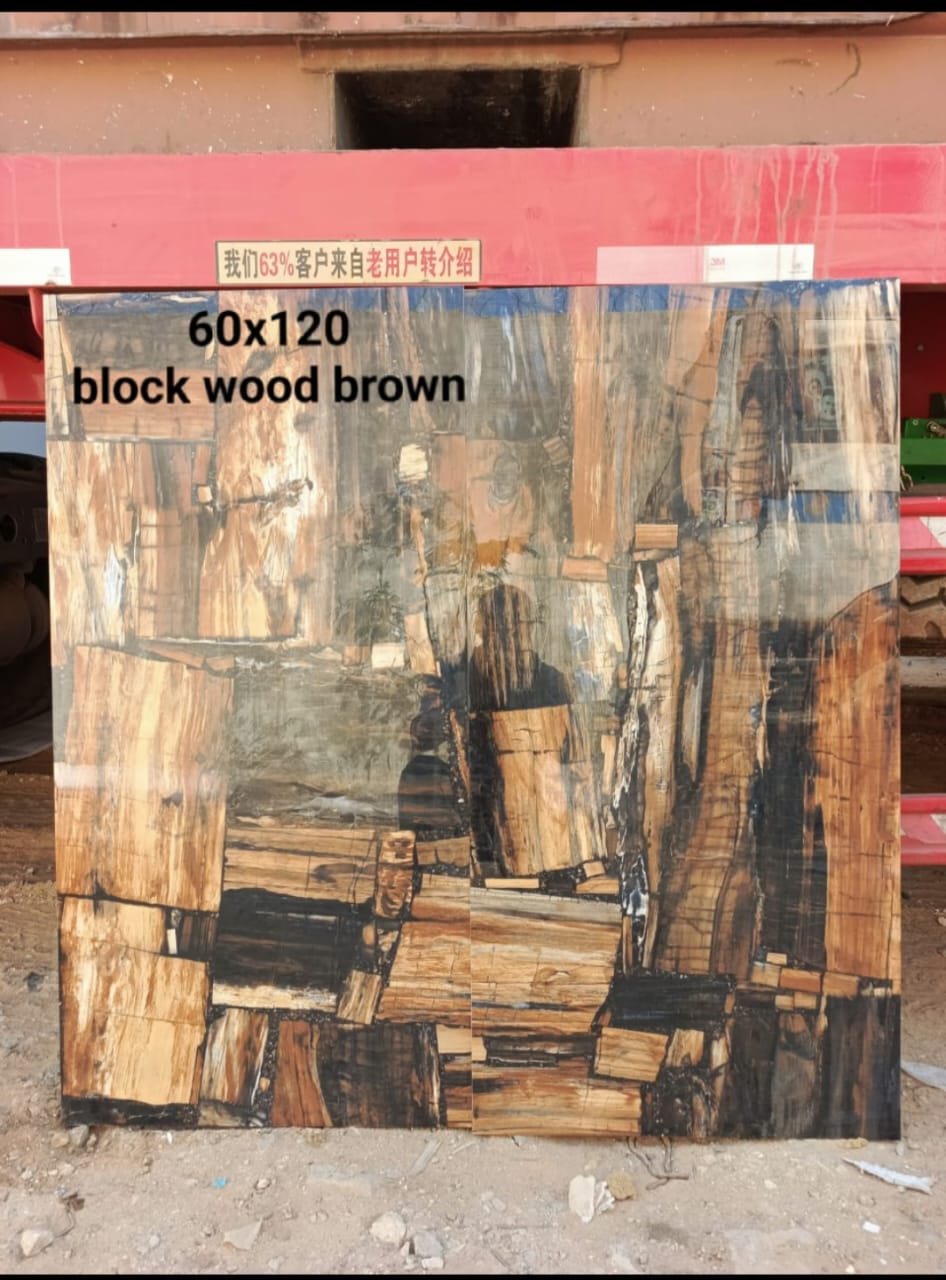 Carrelage de sol en céramique polie classique de Carrare 60×120  BLACK WOOD BROWN