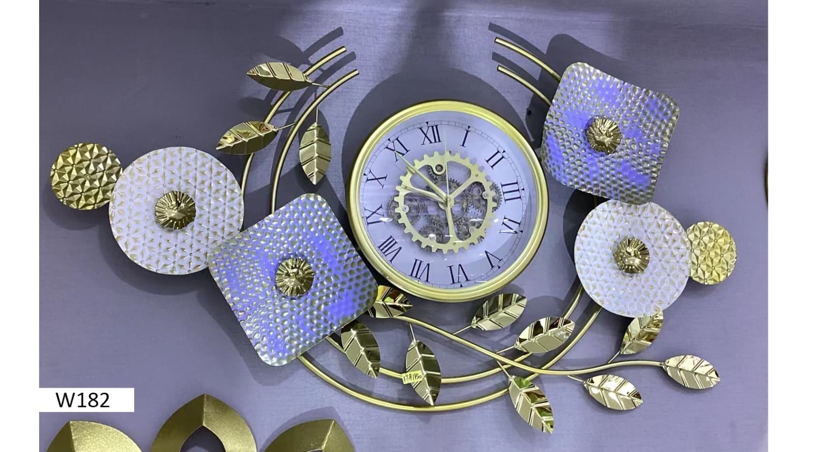 Montre murale analogique blanche à motif de fleurs, pour la maison