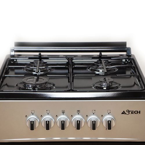 CUISINIERE ASTECH 4FEUX 60X60 A GAZ AVEC FOUR A GAZ GRIS CK60LDRM