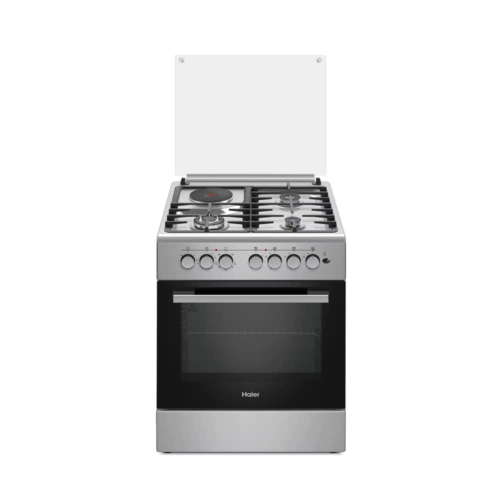 CUISINIERE HAIER 4FEUX 60X60 3FEUX GAZ 1FEUX ELECTRIQUE + FOUR A GAZ GRIS HCR2031EGS