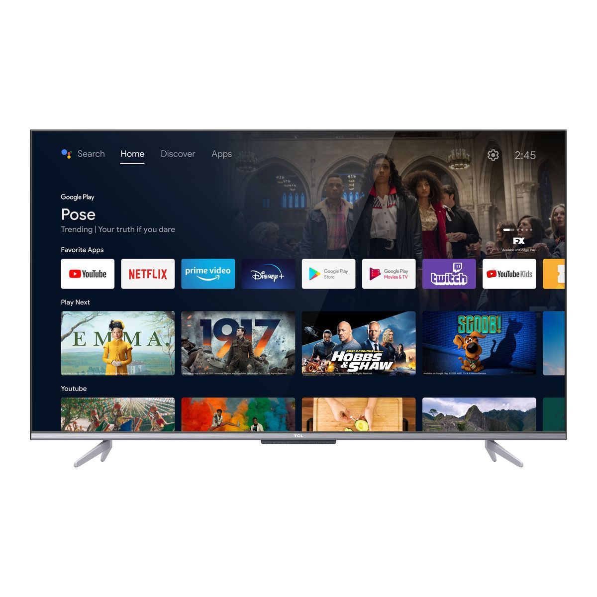 TELEVISEUR TCL 65" SMART GOOGLE TV 4K 65P635/65P755