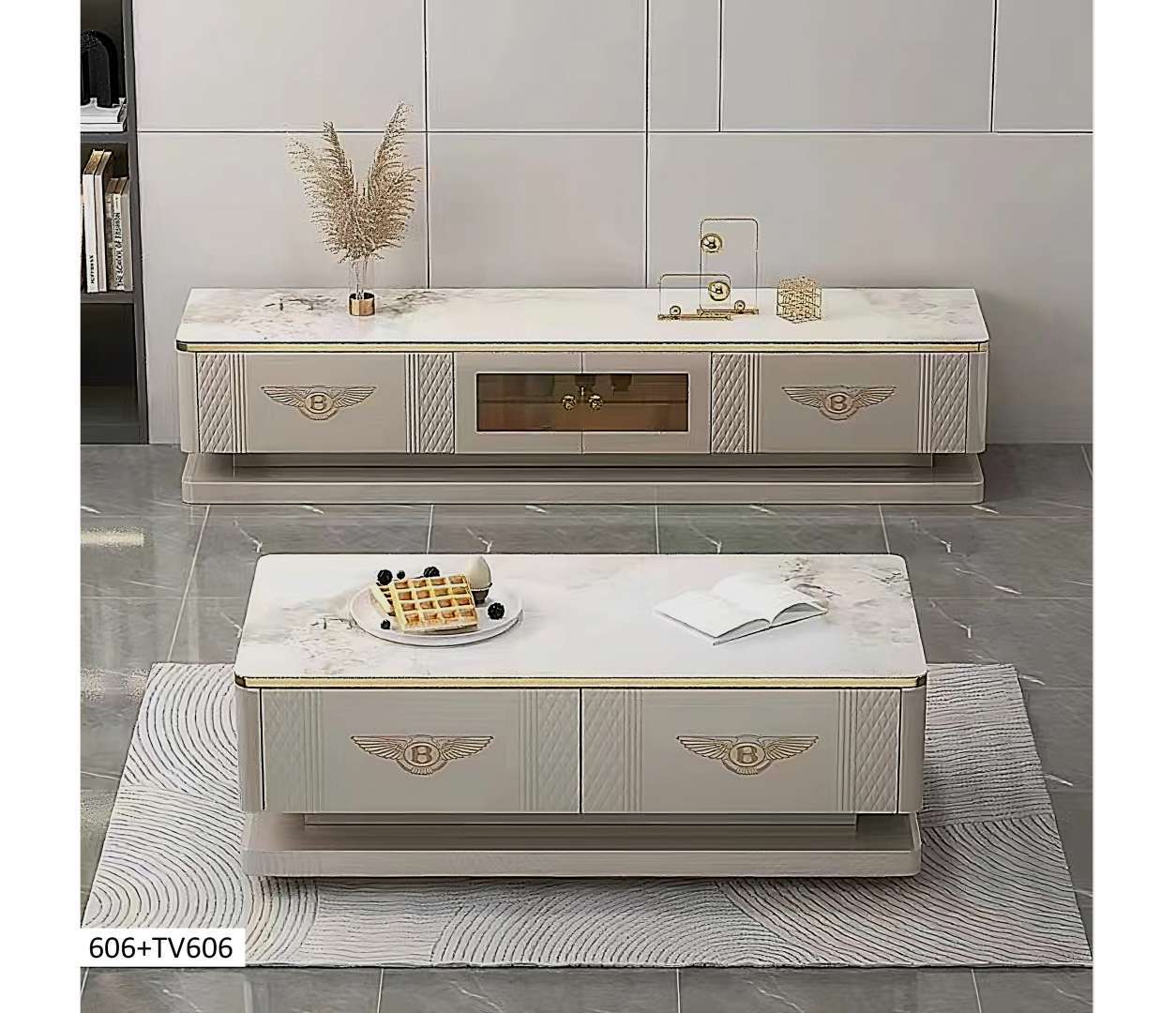 ENSEMBLE TABLE TV TABLE BASSE 606+TV606