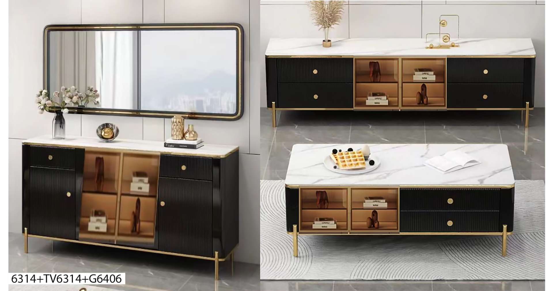 ENSEMBLE TABLE TV TABLE BASSE 6314+TV6314+G6314