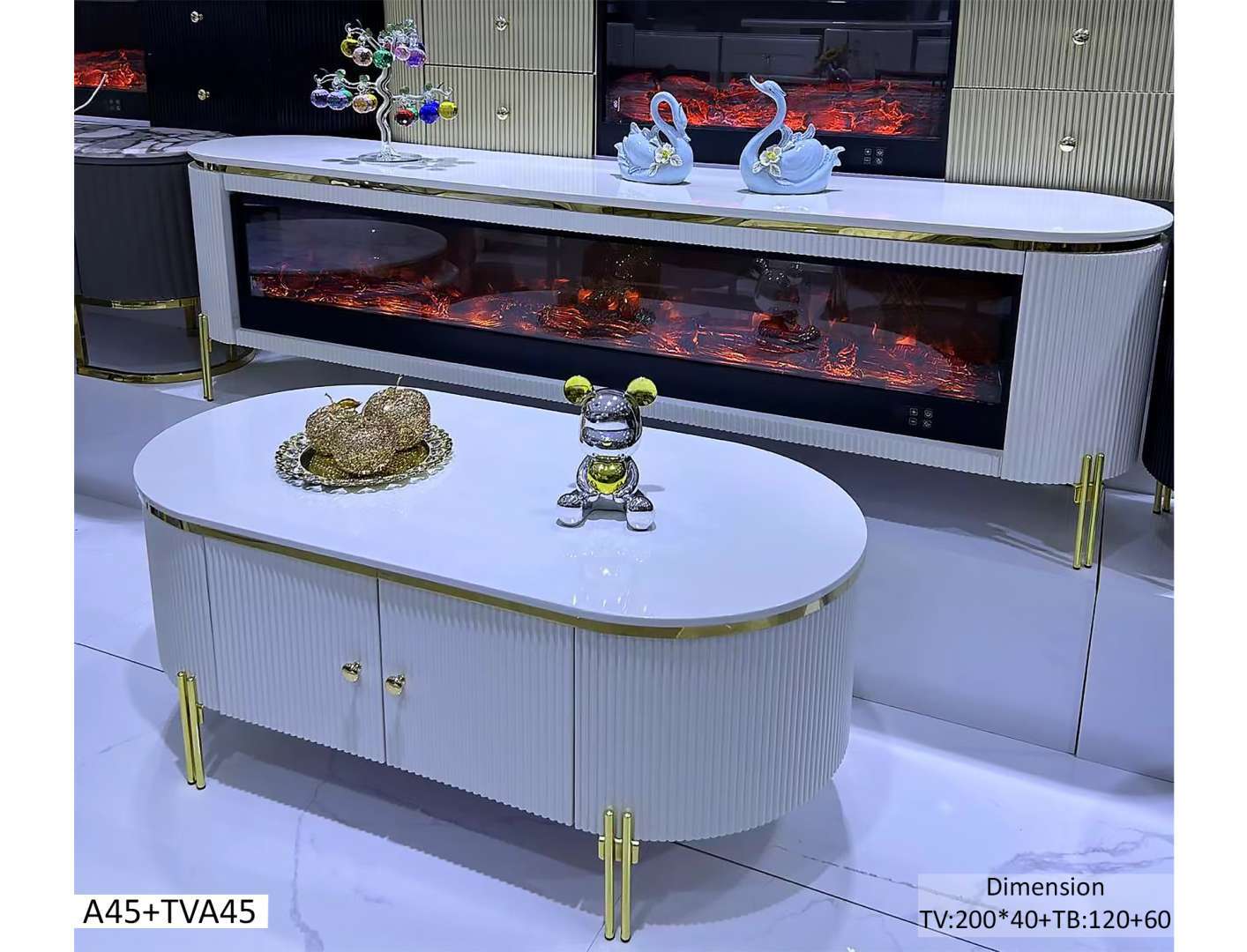 ENSEMBLE TABLE TV AQUARIUM TABLE BASSE A45+TVA45F